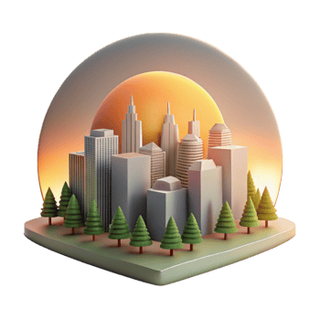 vibrant creative Sunrise Over City Skyline Colorful Transparent Background genuine png