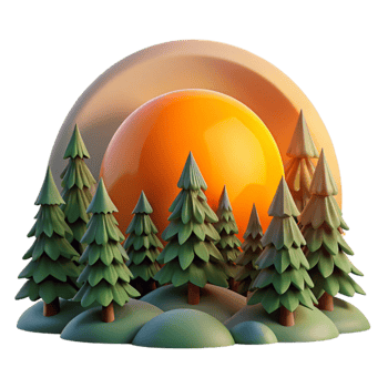 dramatic rustic Sunrise Through Forest Trees Transparent Background genuine png