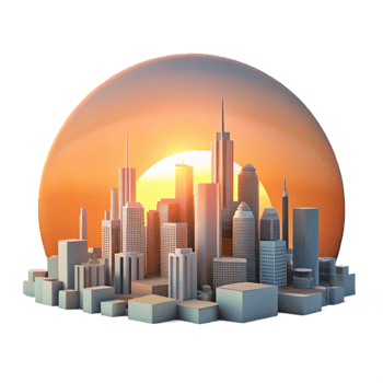 elegant contemporary Sunset Over City Skyline Transparent Background exclusive png