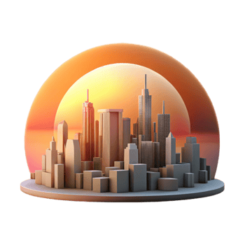 vibrant abstract Sunset Over City Skyline Transparent Background detailed png