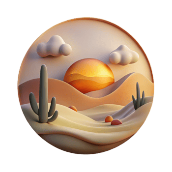 magnificent artistic Sunset Over Desert Landscape Cutout Element high quality png