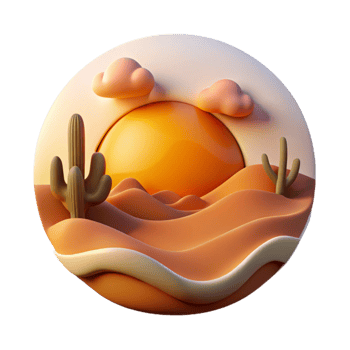impressive modern Sunset Over Desert Landscape Cutout Element high resolution png