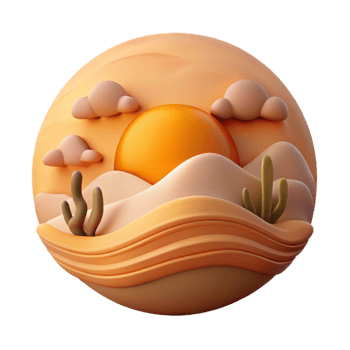 wonderful modern Sunset Over Desert Landscape Cutout Element png