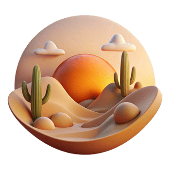 beautiful minimalist Sunset Over Desert Landscape Cutout Element authentic png