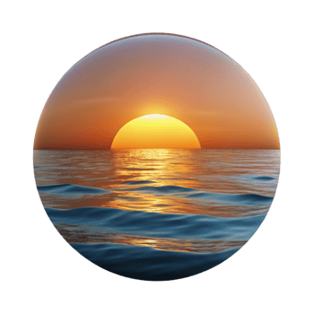 stunning abstract Sunset Over Ocean Calm Waters Transparent Background detailed png