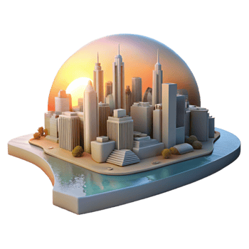vibrant modern Sunset View of City Park with Pond Transparent Background genuine png