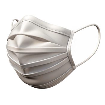 serene contemporary Surgical Mask White Pleated Transparent Cutout detailed png