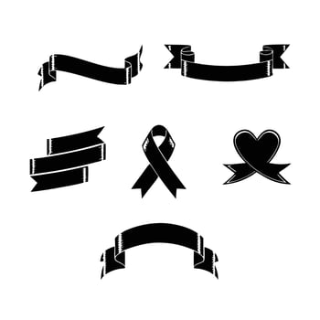 Elegant ribbon and banner illustration in monochrome style vector
