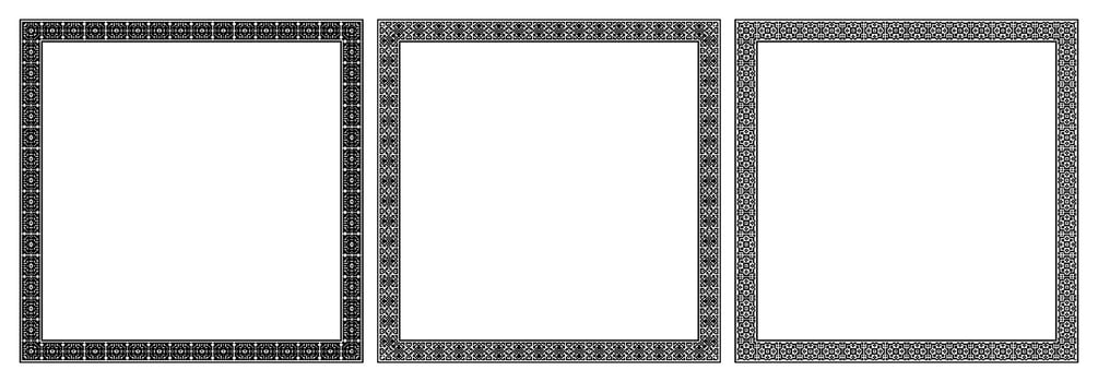 Borders square frames seamless pixel pattern decorative vector