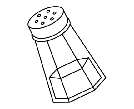 Hand drawn cute outline illustration salt shaker. Flat ingredient doodle. Spice for food line art icon or sticker. Superstition. Salt of the earth. Spiritual protection or cleansing. Isolated. vector
