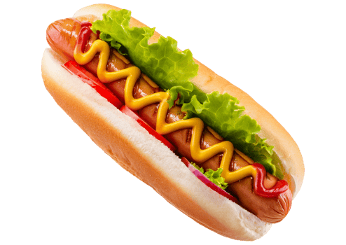 A hot dog with ketchup and mustard on it png