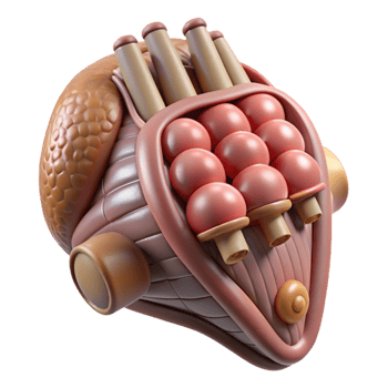 dramatic contemporary Synthetic Organ with Detailed Texture Transparent Background professional png