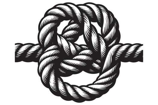 Secure rope knot tying illustration for nautical and marine applications vector
