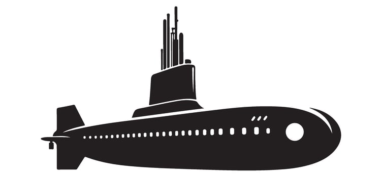 Silhouette Illustration of a Nuclear Submarine on Underwater Mission vector