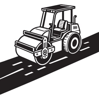 Road roller illustration art construction equipment asphalt paving vector