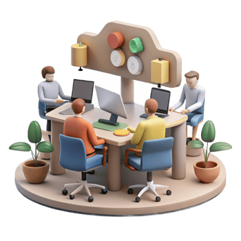 stunning vintage Team Brainstorming in Modern Office Cutout high resolution png