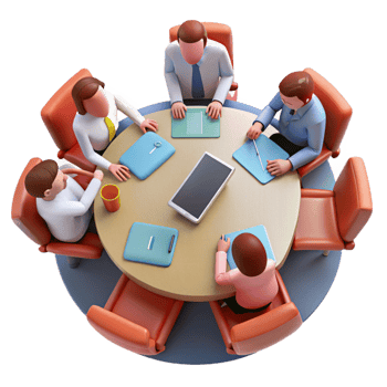 beautiful abstract Team Meeting Around Table Top View Isolated high quality png