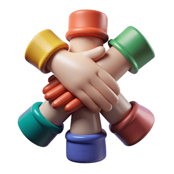 dramatic creative Teamwork Hands Stacked Together Cutout with Diverse Skin Tones high resolution png