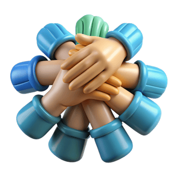 serene artistic Teamwork Hands Stacked Together Cutout with Diverse Skin Tones premium png