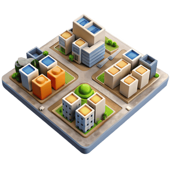serene creative Top Down View of Virtual City Grid Cutout Transparent Background genuine png