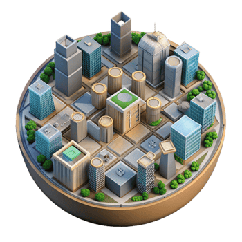 stunning modern Top Down View of Virtual City Grid Cutout Transparent Background professional png