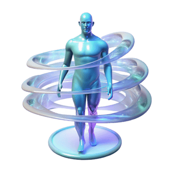 dramatic vintage Translucent Human Figure Emerging From Data Stream Transparent Background high resolution png