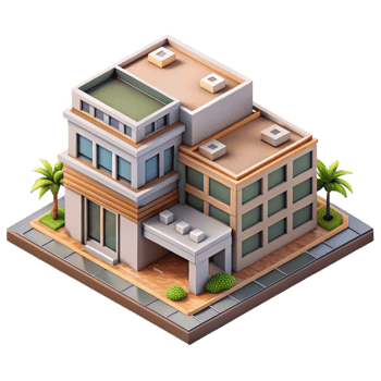 serene vintage Urban Building Complex Isometric Projection Isolated exclusive png