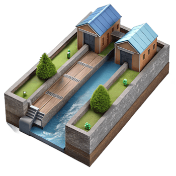extraordinary classic Urban Canal System Top View Isolated Element premium png