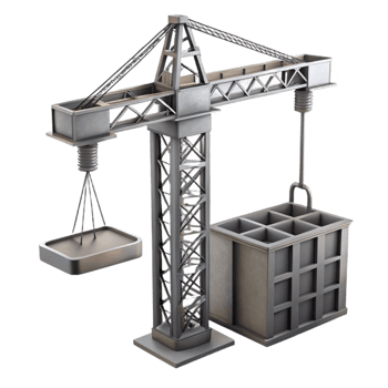 serene classic Urban Development Construction Crane Cutout with Steel Grey Color authentic png