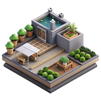 impressive creative Urban Farming Rooftop Garden Isolated exclusive png