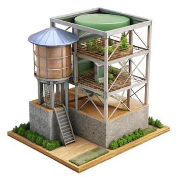 magnificent classic Urban Farm Tower Section Transparent Background with Interior View genuine png