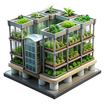 elegant creative Urban Farm with Vertical Gardens Transparent Background Innovative Design professional png