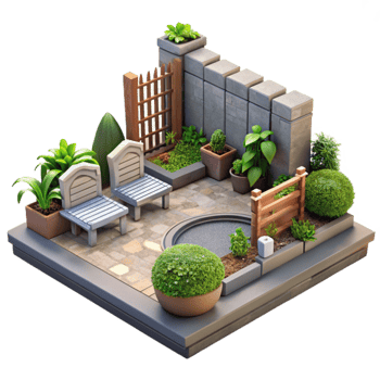 impressive artistic Urban Garden Design Cutout with Landscaping Detail exclusive png