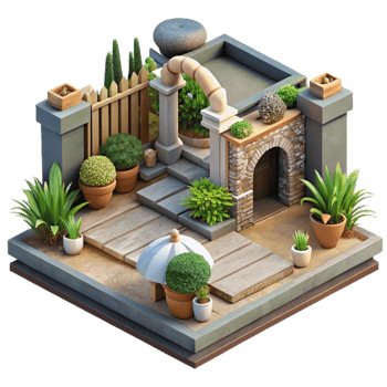 beautiful minimalist Urban Garden Design Cutout with Landscaping Detail png