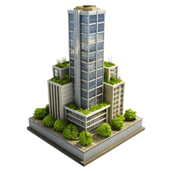 stunning minimalist Urban Garden Skyscraper Isolated with Vertical Landscaping exclusive png