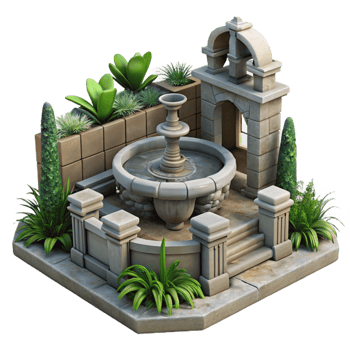 extraordinary traditional Urban Garden with Fountain Sounds Cutout genuine png