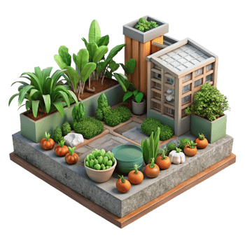 wonderful artistic Urban Garden with Herbs Cutout Top View high quality png