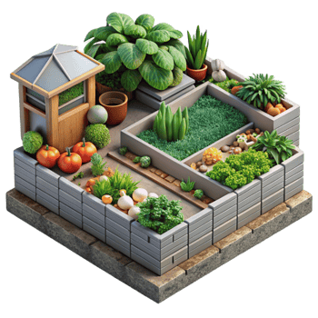 extraordinary creative Urban Garden with Herbs Cutout Top View high quality png