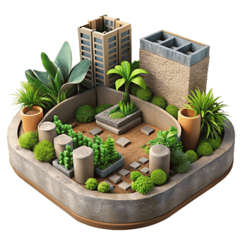 extraordinary modern Urban Garden with Herbs Cutout Top View png