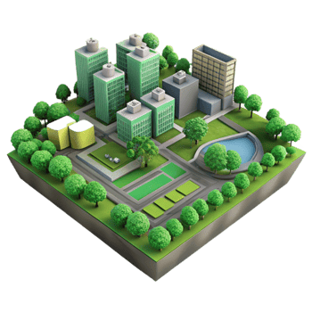 elegant vintage Urban Green Space Aerial View Isolated authentic png