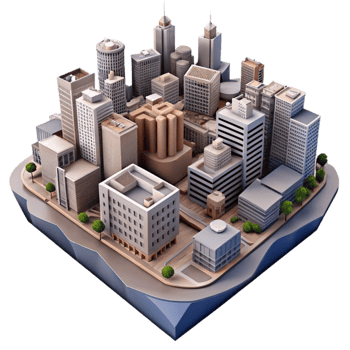 magnificent minimalist Urban Landscape City Buildings Silhouette Isolated professional png