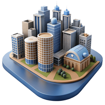 elegant minimalist Urban Landscape City Buildings Silhouette Isolated genuine png