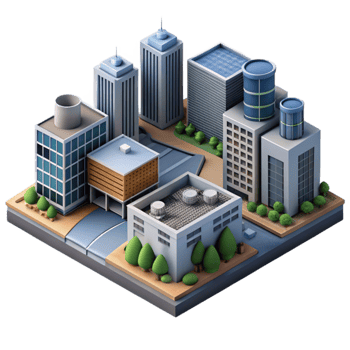 elegant abstract Urban Landscape City Buildings Silhouette Isolated authentic png