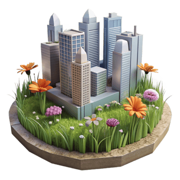 serene classic Urban Meadow with Wildflowers Cutout Isolated Element authentic png