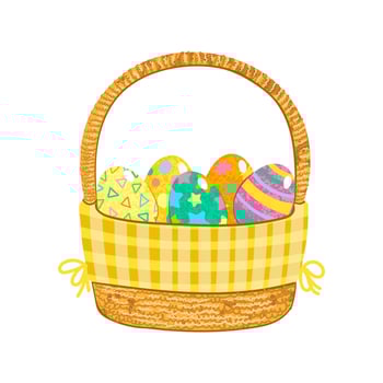 Colorful Illustration of Easter Egg Basket Isolated on White Background vector