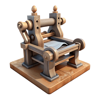 impressive traditional Vintage Printing Press with Foreign Type Transparent Background high quality png