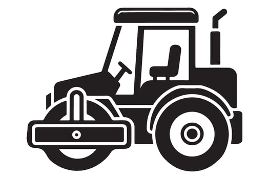 Steam Roller Vehicle Silhouette Illustration for Road Construction vector
