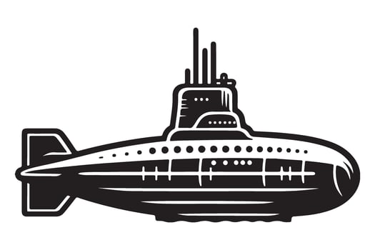 Classic Silhouette Submarine Illustration for Maritime History Projects vector
