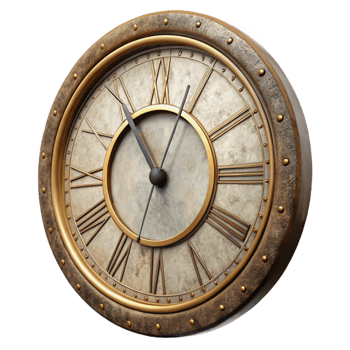 serene artistic Vintage Wall Clock Roman Numerals Transparent Background detailed png