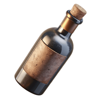 magnificent artistic Vintage Wine Bottle Corked and Labeled Isolated genuine png